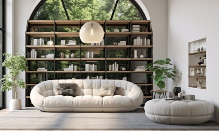 Sofasæt - Hvid sofasæt i flot stue med stor bogreol